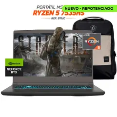 MSI - PORTATIL GAMER Thin 15 RYZEN 5 7535HS - RTX 3050 4GB - 16GB RAM - SSD 1TB - 15.6” FHD 144Hz