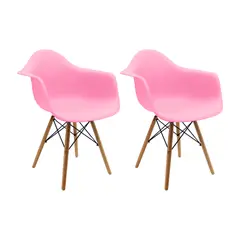DISTRIONLINE - Set X2 Sillas Eames Clásica Con Brazos Color Rosa