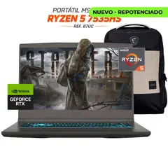 MSI - PORTATIL GAMER Thin 15 RYZEN 5 7535HS - RTX 3050 4GB - 32GB RAM - SSD 1TB - 15.6” FHD 144Hz