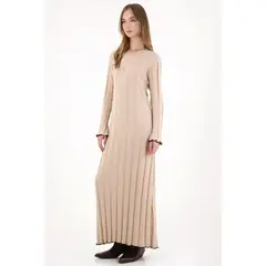 TENNIS - Vestido largo con textura a rayas crudo para mujer
