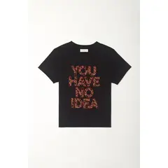 TENNIS - Camiseta básica estampada negra para mujer