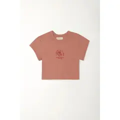 TENNIS - Camiseta crop con estampado naranja para mujer