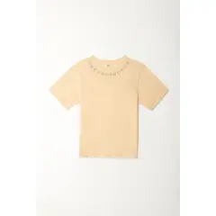 TOPMARK - Camiseta con corazones en cuello crudo para mujer