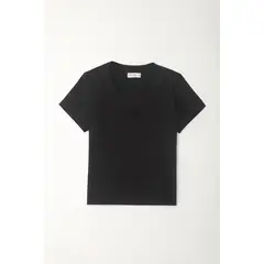 TENNIS - Camiseta básica cuello en V negra para mujer