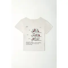 TENNIS - Camiseta básica con estampado localizado crudo para mujer