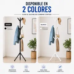 GENERICO - Perchero de Pie Multifuncional 9 Ganchos Organizador de Ropa Moderno en PVC Fácil de Armar