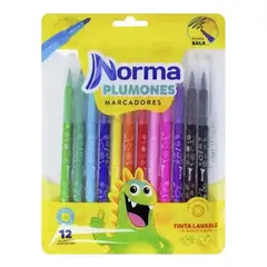 NORMA - 3 Estcuhe Plumon Marcador X12 Colores