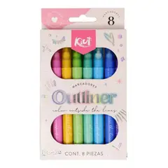 KIUT - Marcador Para Colorear Outliner Punta Redonda Tinta Base Agua
