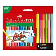 FABER CASTELL - 3 Estcuhe Plumon Marcador Faber Fiesta X12 +4 Neon +2 Pastel