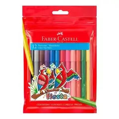 FABER CASTELL - 6 Estcuhe Plumon Marcador Faber Fiesta X12
