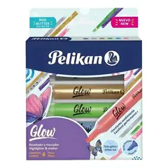 PELIKAN - 6 Caja Resaltador Glow Escarchado Surtido X6