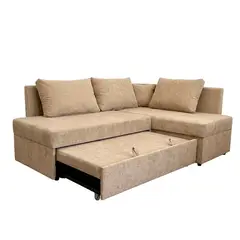 GENERICO - Sofácama en L esquinero Beige con almacenamiento