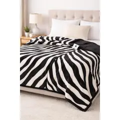 ABRICOL - Cobija Doble faz Cama doble 180x220 cm Cebra Negro