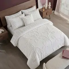 MY HOME STORE - Set Funda de Duvet Harmony Leaf Blanco + Juego de sábana Lunna Print