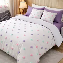 MY HOME STORE - Set Funda Duvet Línea Harmony Pomcolors + Semijuego de Sábana Purpura