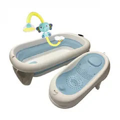 EBABY - Bañera Plegable Con Sensor De Temperatura Soporte Interno Y Ducha Bebe