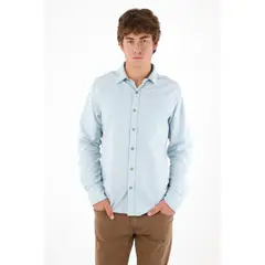 TENNIS - Camisa tipo Oxford azul para hombre