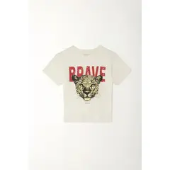 TENNIS - Camiseta básica estampada crudo para mujer