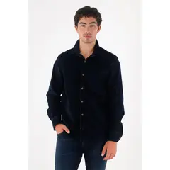 TENNIS - Camisa clásica de tacto suave azul para hombre