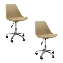 DISTRIONLINE - Set X2 Sillas Eames con Ruedas, Altura Ajustable y Giro 360°