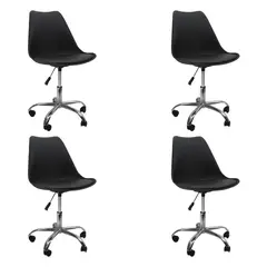 DISTRIONLINE - Set X4 Sillas Eames con Ruedas, Altura Ajustable y Giro 360°