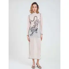 LA BLOOM CLOTHING - TIGER NUDE MESH DRESS