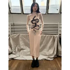 LA BLOOM CLOTHING - SNAKE NUDE MESH DRESS
