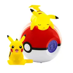 POKEMON - LUZ PORTATIL CON RELOJ DESPERTADOR DE PIKACHU SOBRE POKEBOLA TEKNOFUN