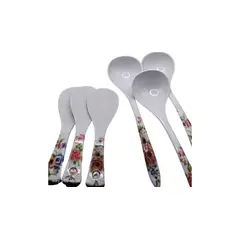 MAZUGI - PACK Set de Cucharones y Paletas Arroceras con Diseño Floral