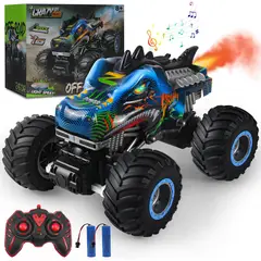 AMERICAN GENERICS - Carro Monstruo Dinosaurio A Control Remoto Humo Y Musica - Negro
