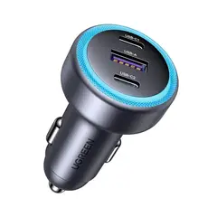 UGREEN - Cargador para Encendedor de Auto 30W Triple Puerto 2 USB-C + USB-A con Carga Rápida PD 3.0 y QC 3.0