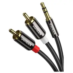 UGREEN - Cable Auxiliar Audio Jack 3.5 mm A 2RCA Conectores Macho 1m