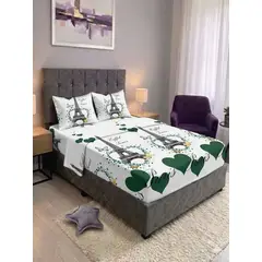 SIRENITAS - Juego de sabanas cama Sencilla Semi Doble Queen King Verde Paris