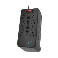 FORZA - Regulador automático de voltaje 1200VA/600W, 8 slds, 2 USB-120V FVR-1221USB