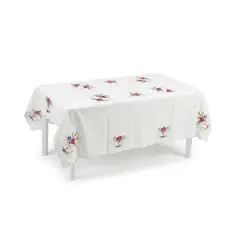 GENERICO - Mantel Rect Bordado Punto Cruz Ref 200223-Blanco