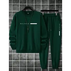 URBAN PLUS - Conjunto sudadera hombre verde balance