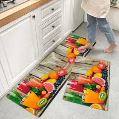 MITAPETE COM - Tapetes Cocina Absorbentes Antideslizantes Set X 2 Lavable Frutas Multicolor