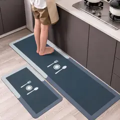 MITAPETE COM - Tapetes Cocina Absorbentes Antideslizantes Set X 2 Lavable Cubiertos Gris