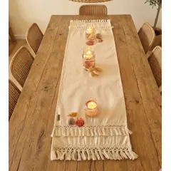 NOSSARENA - Camino de mesa Arena 2mt x 40cm color beige hecho en lona