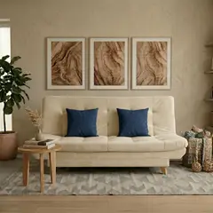 AMAIKA - Sofá Cama Tipo Coral Beige + 2 Cojines