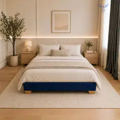 GENERICO - Base cama 140x190 dividida color azul pata madera