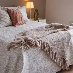DISTRIHOGAR - Manta Tejida 130 x 150 cm Taupe Claro