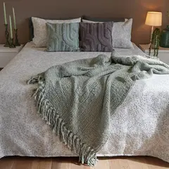 DISTRIHOGAR - Manta Tejida 130 x 150 cm Oliva Claro