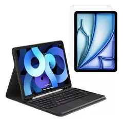 GENERICO - FORRO ESTUCHE TECLADO TRACK PAD PARA SAMSUNG S10S9S8S7 + VIDRIO NEGRO