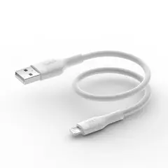 BELKIN - Cable Lightning USB-A siliconado blanco 15 cm para iPhone
