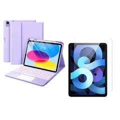 GENERICO - FORRO ESTUCHE TECLADO TRACK PAD PARA IPAD AIR 11 CHIP M2 2024 + VIDRIO LILA