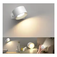 GENERICO - Lampara Blanca Led Recargable Para Pared 360° Tres Tonos