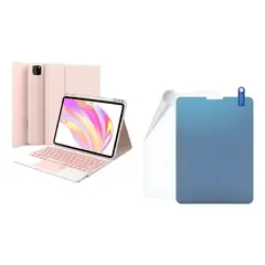 GENERICO - FORRO ESTUCHE TECLADO TRACK PAD PARA LENOVO IDEA TAB 11 + PAPER LIKE ROSA