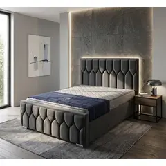 GENERICO - Base de Cama Doble Prisma Premium Gris
