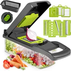 GENERICO - Picador de Verduras Multifuncional con Recipiente y Cuchillas Intercambiables Cortador Manual de Cocina